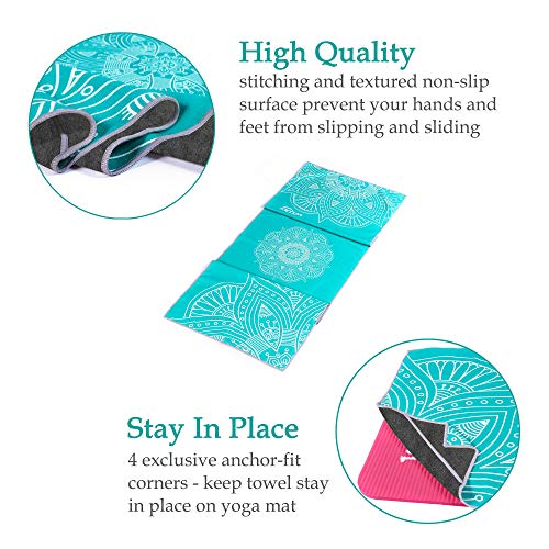 Hot Yoga Towel,Ultra Sweat Absorbent Non-Slip Hot Yoga Towels for Bikram,Pilates and Fitness - color: Teal -Mandala