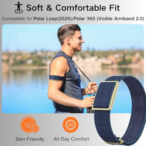 Bicep Bands Compatible for Polar Loop (2025) / Visible Armband 2.0 Straps - color: Blue