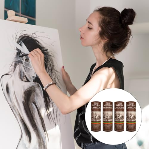 100 Pieces Willow Charcoal Sticks, Willow Charcoal, Soft Black Drawing Charcoal for Sketching and Drawing Art Sketch Artists Supplies, 5.3 Inch in Length (2-4, 4-5, 5-7,7-9 mm)
