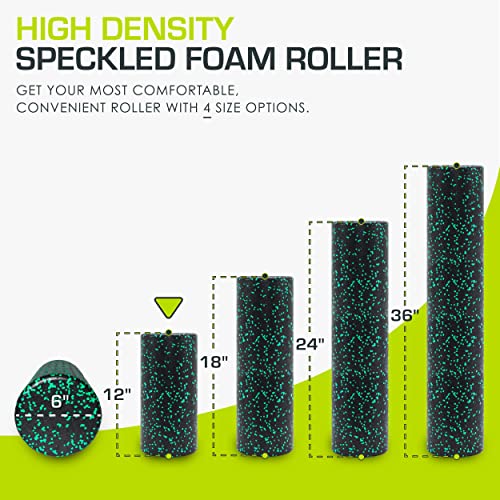 ProsourceFit High Density Foam Rollers 12 - inches long, Firm Full Body Athletic Massage Tool for Back Stretching, Yoga, Pilates, Post Workout Muscle Recuperation, Black/Green - color: Black/Green, size: 12"H x 6"D