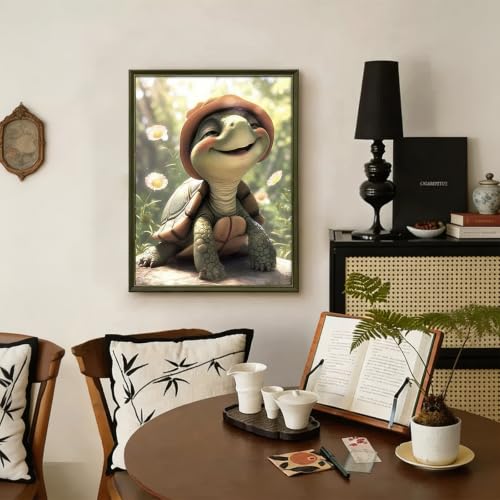 5D Cute Smiling Turtle Diamond Art kits for Adults Beginners 12x16in | Diamond Painting Kit DIY Full Round Drill Paint by Diamonds Dot Gem Art for Adult, Home Wall Decor - color: KM1156-1