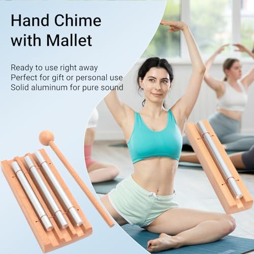 3-Tone Hand Chime with 2 Mallet - Handheld Percussion Instrument with Mallet for Mindfulness, Yoga, Classroom Management and Focus Training