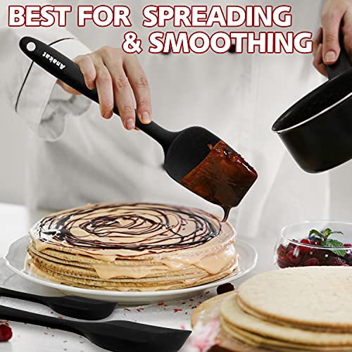 Anaeat Heat Resistant Silicone Spatula Set of 8 - Seamless One-Pieces Design, Non-Stick Rubber Spatulas & Mini Kitchen Scraper Flexible for Non-stick Cookware - Easy Baking, Cooking, Scraping & Mixing - color: 8 Pcs Spatulas (Black), size: Essential Spatu