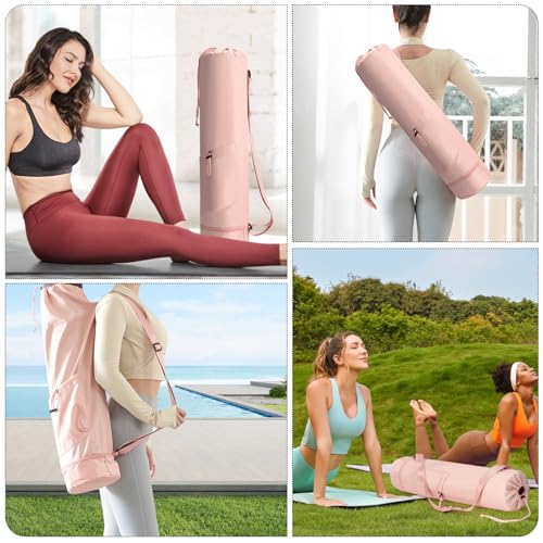 Yoga Mat Bag, Yoga Bag with Adjustable Strap and Pockets - color: Beige