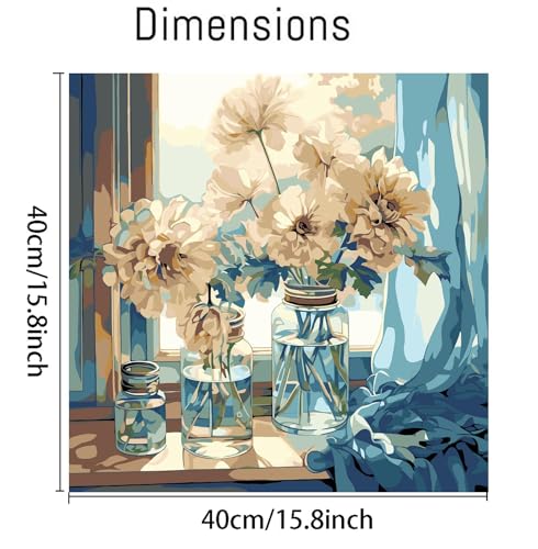 AALBLAC Paint by Numbers Kit for Adults, Flowers Paint by Numbers on Canvas for Beginners, Acrylic Easy Painting Number Kits for Gift Decor - 16x16 Inch - color: Flowers-40X40