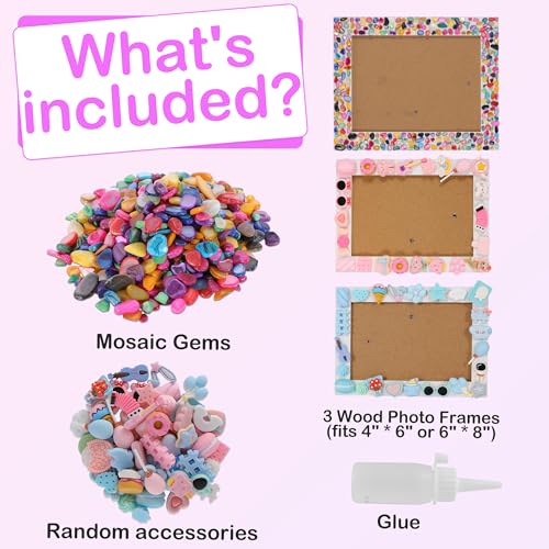 ZALIAFEI 3PCS Mosaic Photo Frame Craft Kit, DIY Crafts Crafts for Girls 8-12, Arts and Crafts Gifts for 10 Year Old