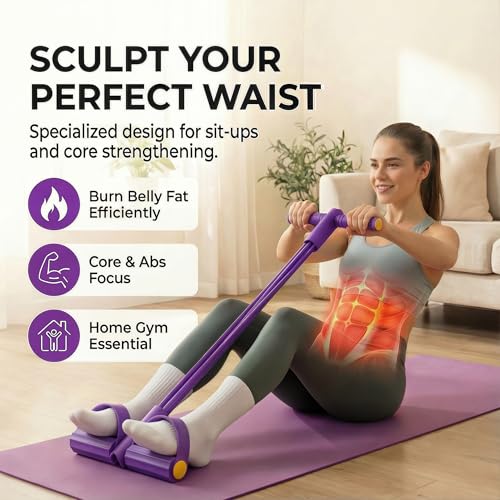 Pedal Resistance Band with Handle, 6-Tube Foot Pedal & Ankle Puller Exercise Band for Full Body Workout, Multifunction Home Gym Equipment for Arms, Legs, Abdomen, Waist Training