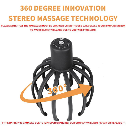 Electric Scalp Massager with 3 Modes, 360 Degree Head Massager, Cordless Portable Head Scratcher for Stress Relax