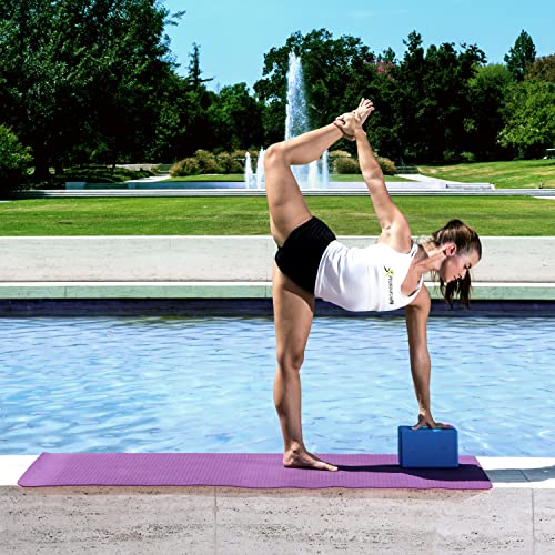 ProsourceFit Foam Yoga Blocks, High Density EVA Yoga Bricks 4”x 6” x 9” (Set of 2) - color: Blue