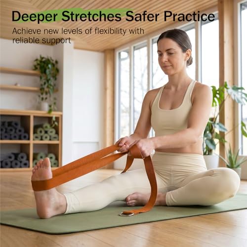 Slim Panda Yoga Strap for Stretching,Cotton Yoga Strap with Adjustable D-Ring Buckle,Non-Elastic Yoga Belt for Pilates,Gym Workouts,Physical Therapy,Improve Flexibility - color: Orange, size: 8 Feet