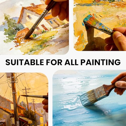 26pcs Paint Brush Set, Professional Paintbrushes with Palette Knife & Self-Standing Case, Nylon Paint Brushes for Acrylic Paint, Oil, Watercolor, Art Supplies for Artists Beginners