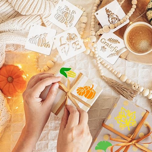 Augshy 56Pack Fall Stencils for Painting on Wood Crafts Thanksgiving Decor | Reusable Thanksgiving Stencils, for Seasonal Home Art, Simple Patterns for Beginners, Creative Autumn Holiday Projects, 3inch - style: Fall