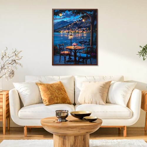 Paint by Numbers Kit for Adults, Night DIY Acrylic Painting Kit, 16x20 Inch | Lake Village Paint by Numbers for Adults Beginners, Without Frame, Relaxing Hobby, Cozy Wall Art, Home Decor, Creative Gift - color: CYOP1P06