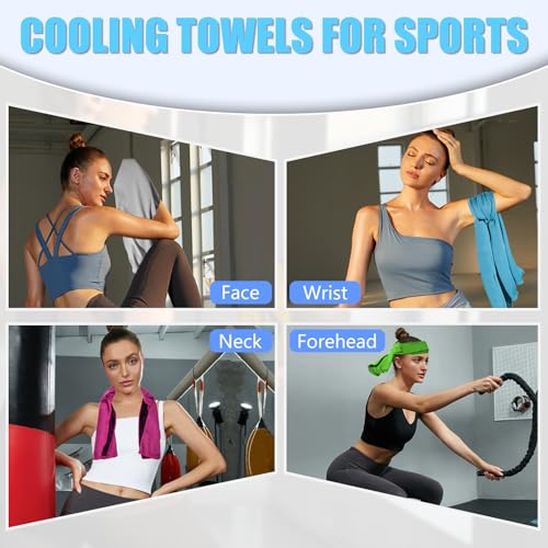 4 Pack Cooling Towels, Soft Breathable Cooling Towels for Neck and Face | Microfiber, Gym, Men, Women, Waterproof Bag, Carabiner, Yoga, Golf, Hiking, Running, athletes, gift, Lake Blue, Grey - color: Lake Blue/Grey/Pink/Green