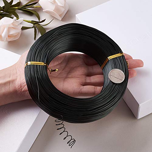 Fashewelry 918 Feet 0.5-0.6mm Aluminum Wire Black Bendable Metal Craft Wire for Beading Jewelry Craft Making - color: Round-22 Guage-Black