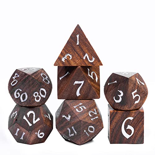 Wooden DND Dice Set Red Sandalwood Dice Set for D&D Tabletop Games - color: Red Sandalwood
