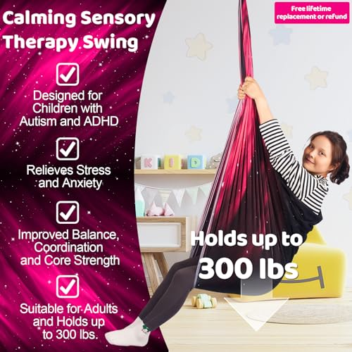 HiCamer Sensory Swing for Kids Indoor and Outdoor Therapy Cuddle - color: Space Pink
