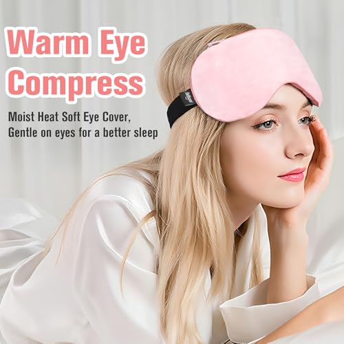 BeHoomi Cooling & Heated Eye Mask, Weighted Eye Mask for Sleeping, Pink - color: Pink