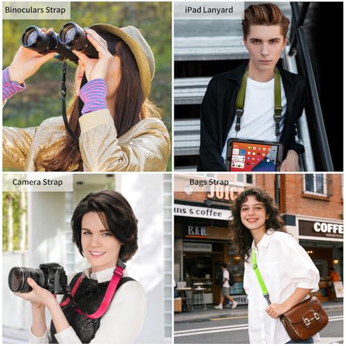 FIEIL Universal Shoulder Strap, Sandwich Mesh Padded Neck Lanyard, Replacement Comfortable Bag Strap for Camera, Cellphone Tablet,iPad, Laptop, Luggage Bag, Binocular(Black) - color: Black