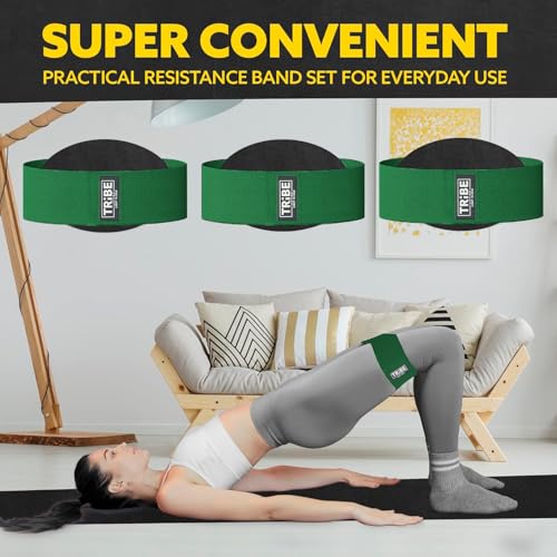 Fabric Resistance Bands for Working Out, 3-Pack for Legs and Glutes - color: Light Green