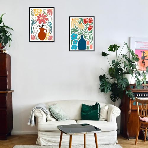 TCDZMYGS 4 Pack Flower Paint by Numbers Kit for Adults Beginner,Vase Easy Paint by Number Kits with Frame,DIY Acrylic Oil Painting by Numbers for Home Wall Decor 8 x 12 inch - color: paint by number-1009-3