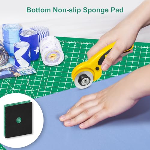 Headley Tools 17"x17" Rotating Cutting Mat, Self Healing Mat with 360-Degree Rotation & Anti-Slip Base, Sewing Board Cutting Mat Perfect for Fabric Quilting Leather Hobby Project, Green - color: Green, size: 17"L x 17"W