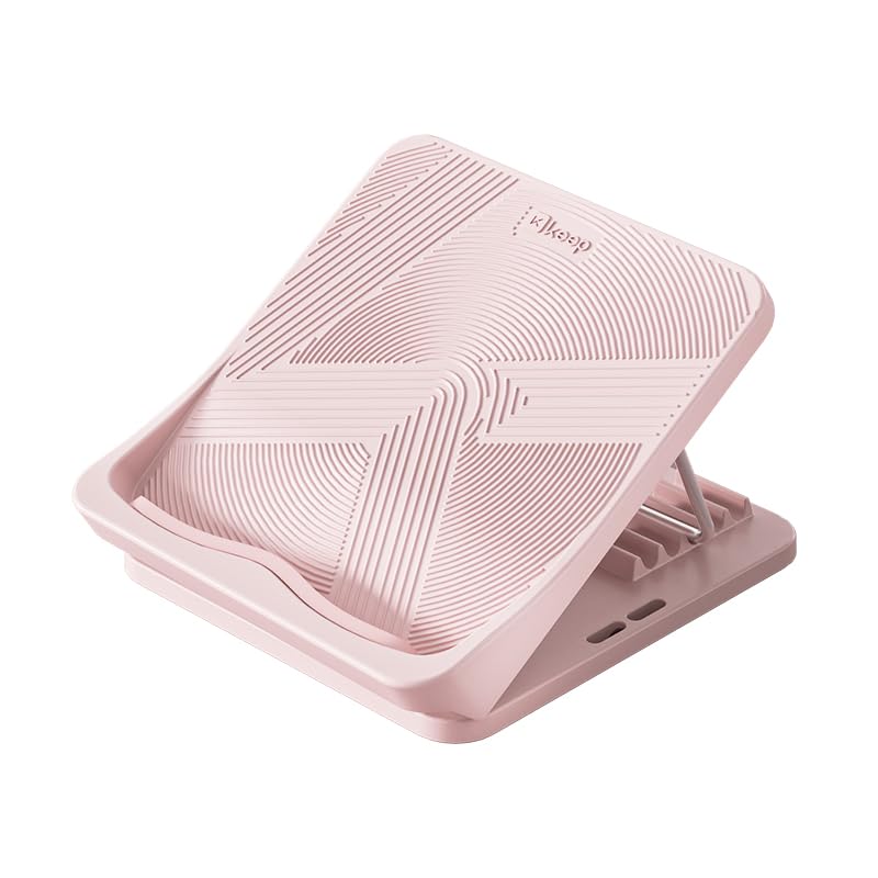 Keep Compact Slant Board for Calf Stretching, 5-Level Adjustable ABS Incline Board, Portable Foot Stretcher for Ankle Mobility, Yoga & Home Fitness, Women Teens Beginners - color: Pink