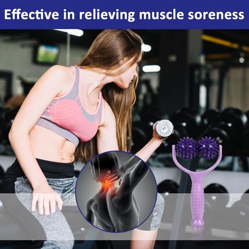 CIATBYYJ Spiky Massage Balls Rollers with Dual Ball Design - color: Purple