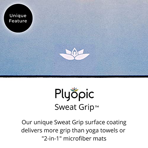 Plyopic All In One Yoga Mat | Luxury Sweat-Grip Mat/Towel Combo | Ideal for Yoga, Hot Yoga, Bikram, Pilates, Workout & Exercise | Eco-Friendly Natural Rubber - color: Prana