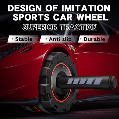 Ab Roller Wheel,Stable Wide Wheel For Beginner,Men,Women,Abs & Core Workout Equipment For Home Gym With Knee Pad,Abdominal Wheel For Full-Body Strength Training - color: Red wide wheel