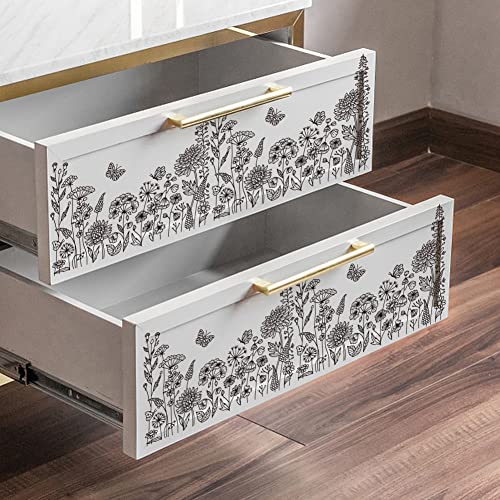 OLYCRAFT 2Pcs 11x8.6 Inch Self-Adhesive Silk Screen Printing Stencil Plants Pattern Mesh Transfers Stencil Flower Butterfly Silk Screen Stencils for Painting on Wood DIY T-Shirt Fabric - color: Flower Grass