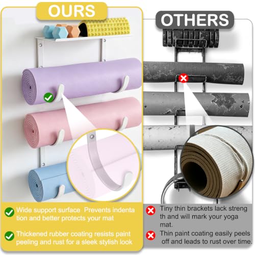 Rubber Coated Yoga Mat Holder, No Straps Required - size: 1-tier shelf