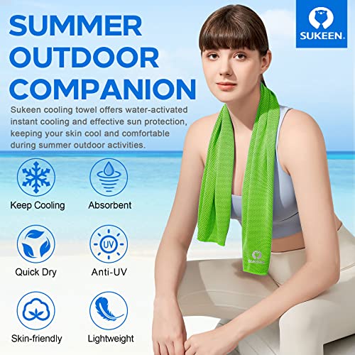 Sukeen 4 Pack Cooling Towels (40"x 12"), Cooling Neck Wraps, Soft Ice Towel | Lightweight,Absorb moisture,Long Last,Mesh Breathable for Sports,Outdoors,Yoga,Tennis,Golf,Running,Gym,Camping,Campus,Travel - color: Dark Blue/Green/Black/Pink