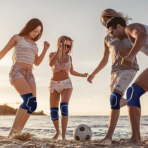 Lenwen 12 Pairs Volleyball Knee Pads Soft Breathable, Medium, Blue, White - color: Blue, White, size: Medium