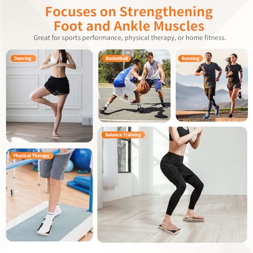 Ankle Balance Board Foot Strengthener - Single Leg Balance Board Foot Exerciser for Sprained Ankle,Posture Corrector, Physical Therapy for Plantar Fasciitis and Toe Stretcher Board for Gym Home