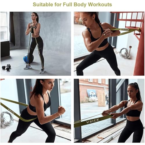 VEICK Pull Up Assist Resistance Bands for Home Gym | 100% Natural Latex, Non Slip Leather Texture, Space Saving, Full Body Training for Men Women - color: Green Set of 4 (0.3-1.1in)