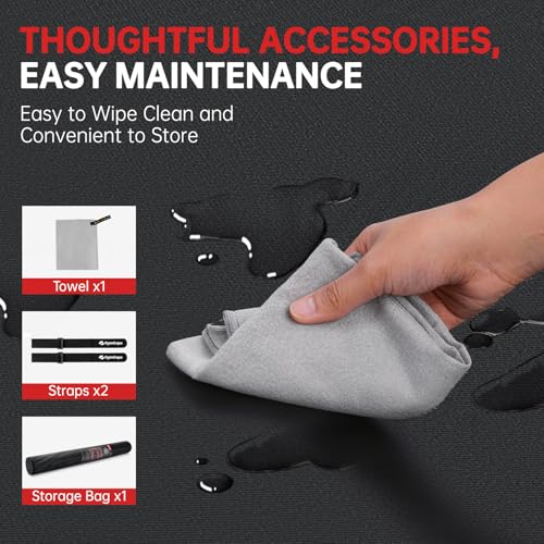 GymCope Large Exercise Mat for Home Workouts, 12x6/10x6/9x6/8x6/7x5/6x4 ft - color: 9'*6'Black