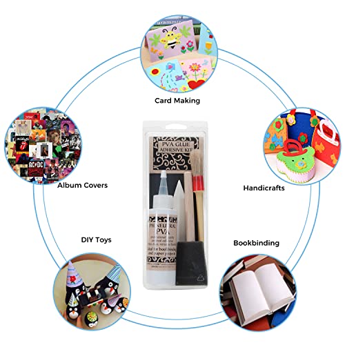 Archival PVA Glue Repairing Kit | Used for Bookbinding, Scrapbooking, Journaling, Craft Making, Includes Adhesive, Foam Brush, Bone Folder, Container