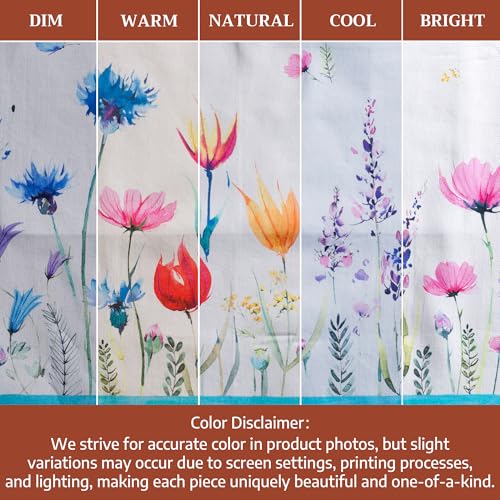 Maison d' Hermine Aprons for women with Pocket 100% Cotton (27.50"x31.50") | Adjustable Neck Strap & long ties Apron Men Chef Wedding Cooking Gardening Server Maid - color: 068 - Flower in the Field