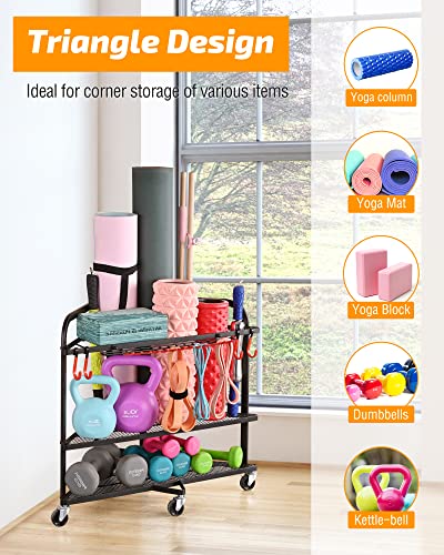 PLKOW Weight Rack for Dumbbells, Home Gym Storage for Dumbbells Yoga Mat Kettlebells, Yoga Mat Storage Rack for Garage, Home Gym