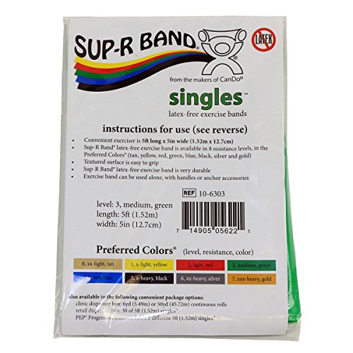 Cando 10-6303 Sup-R Latex Free Exercise Band, 5' Singles, Medium, Green - color: Green: Medium, size: 1 Count (Pack of 1)