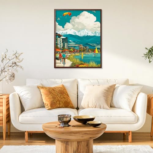 Paint by Numbers Kit for Adults, Mountain Lake DIY Painting Kit, 16x20 Inch | Mountain Paint by Numbers for Adults Beginners, Without Frame, Relaxing Hobby, Scenic Wall Art, Home Decor, Creative Gift - color: CYOP1P05
