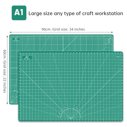 Headley Tools Thickened 24 x 36 Inch Self Healing Sewing Cutting Mat, A1 Rotary Cutting Sewing Mat for Crafts, Double Sided 5-Ply Table Cutting Board for Fabric Quilting Leather Hobby, (Green) - color: Dark Green, size: 36"L x 24"W