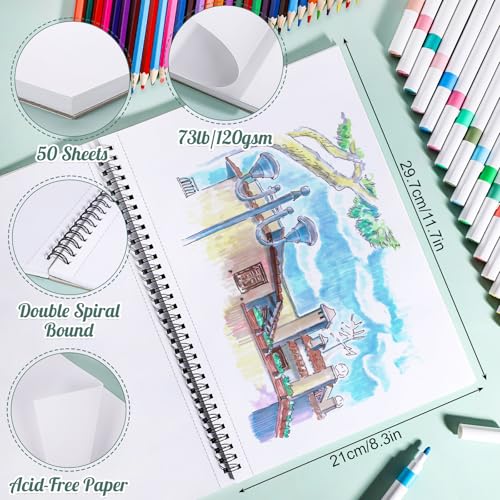 Marker Paper Pad 8.3 × 11.7 in, 50 Sheets, 120gsm Spiral Bound Sketchbook | Bleed-Resistant Coated Paper, Acid-Free, Smooth for Alcohol Markers, Pencils & Layering, Easy-Tear Spiral Pages - color: Classic, size: 8.3×11.7 inch (50 Sheets )