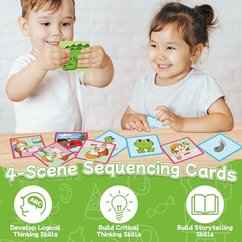 Sequencing Cards,Sequence Board Game for Kids,Story Storytelling,Speech Therapy Toys Materials for Autism,Social Skills,Sentence Building,Educational Classroom Preschool Learning Activities - style: 4 Sequencing Cards