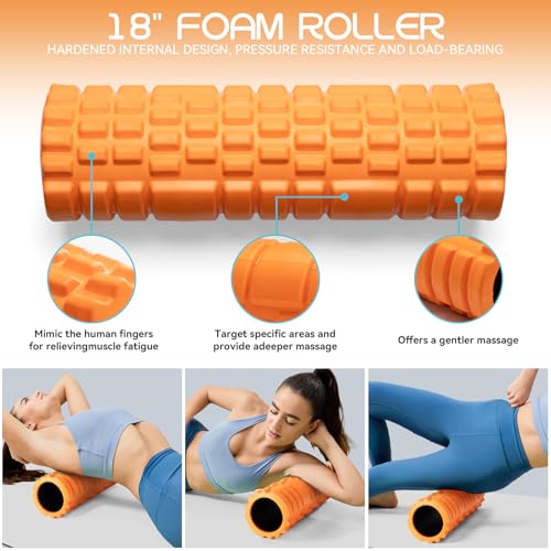 Krightlink 18" Foam Roller High Density Foam Roller for Deep Tissue Massage - size: 18"