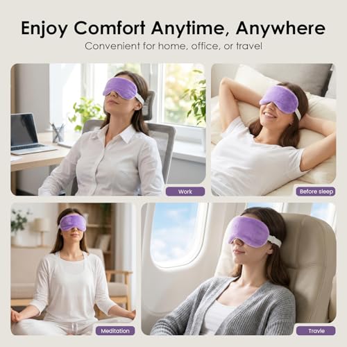 MORLIDEN Heated Eye Mask for Dry Eyes & Stye - Microwavable Warm Compress | For Blepharitis, Chalazion, MGD-Lightweight, No Heavy Pressure-Reusable Moist Heat Mask with Natural Flaxseed (Purple) - color: Purple