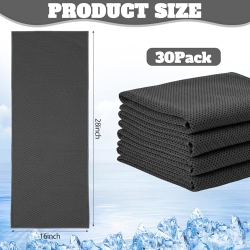 Honoson 30 Pack Cooling Towels for Neck and Face, 27 x 16 in, Dark Grey - color: Dark Grey