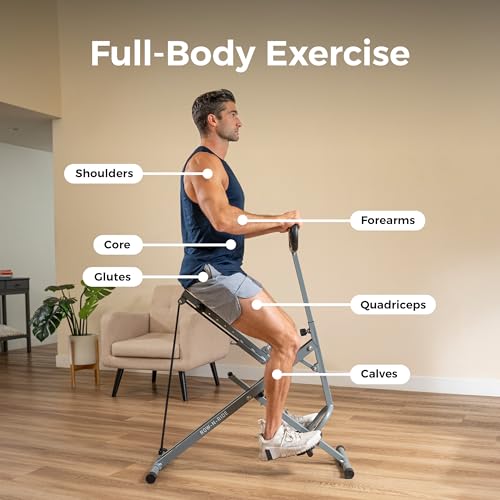 Sunny Health & Fitness Smart Row-N-Ride Glute & Leg Trainer, Foldable Squat Assist Rower with Exclusive SunnyFit App Connection - color: Grey