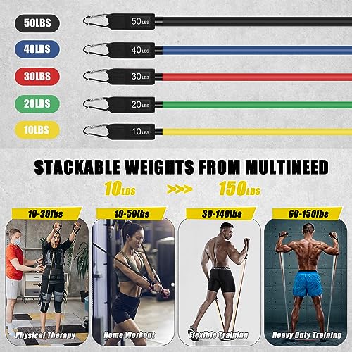23 Pack Resistance Bands Set Workout Bands, 5 Stackable Exercise Bands